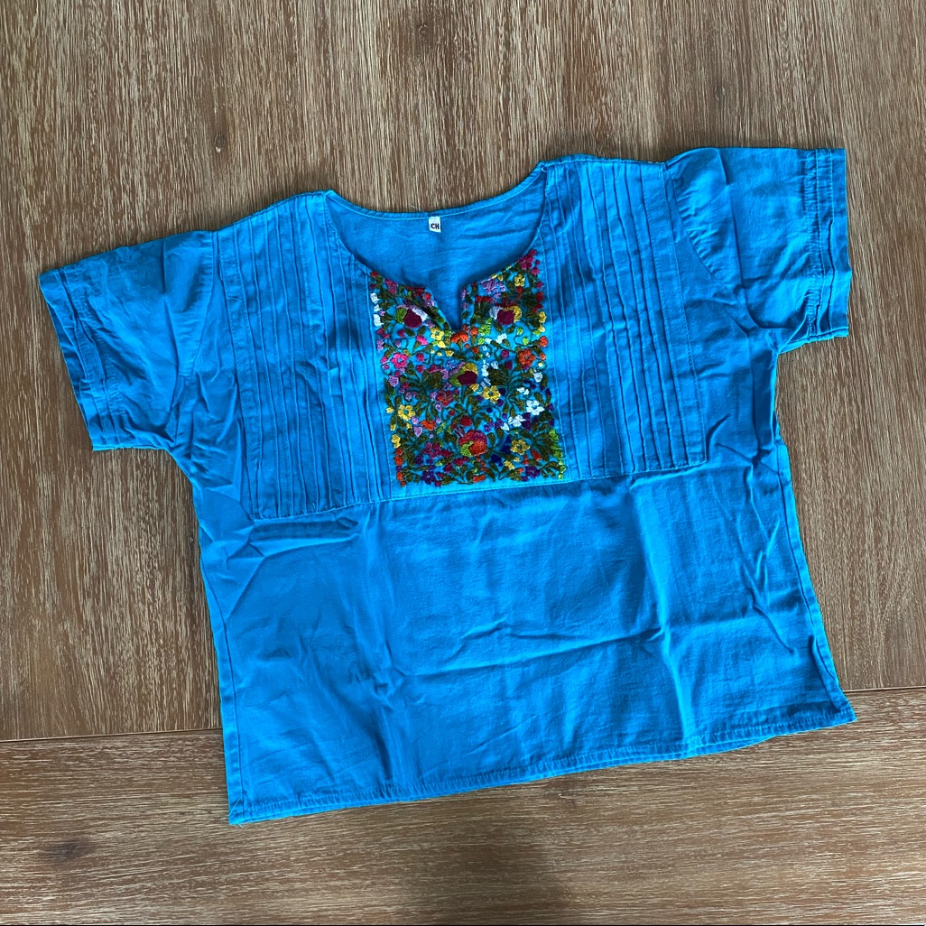 Vintage Embroidered Floral Boho Peasant Top